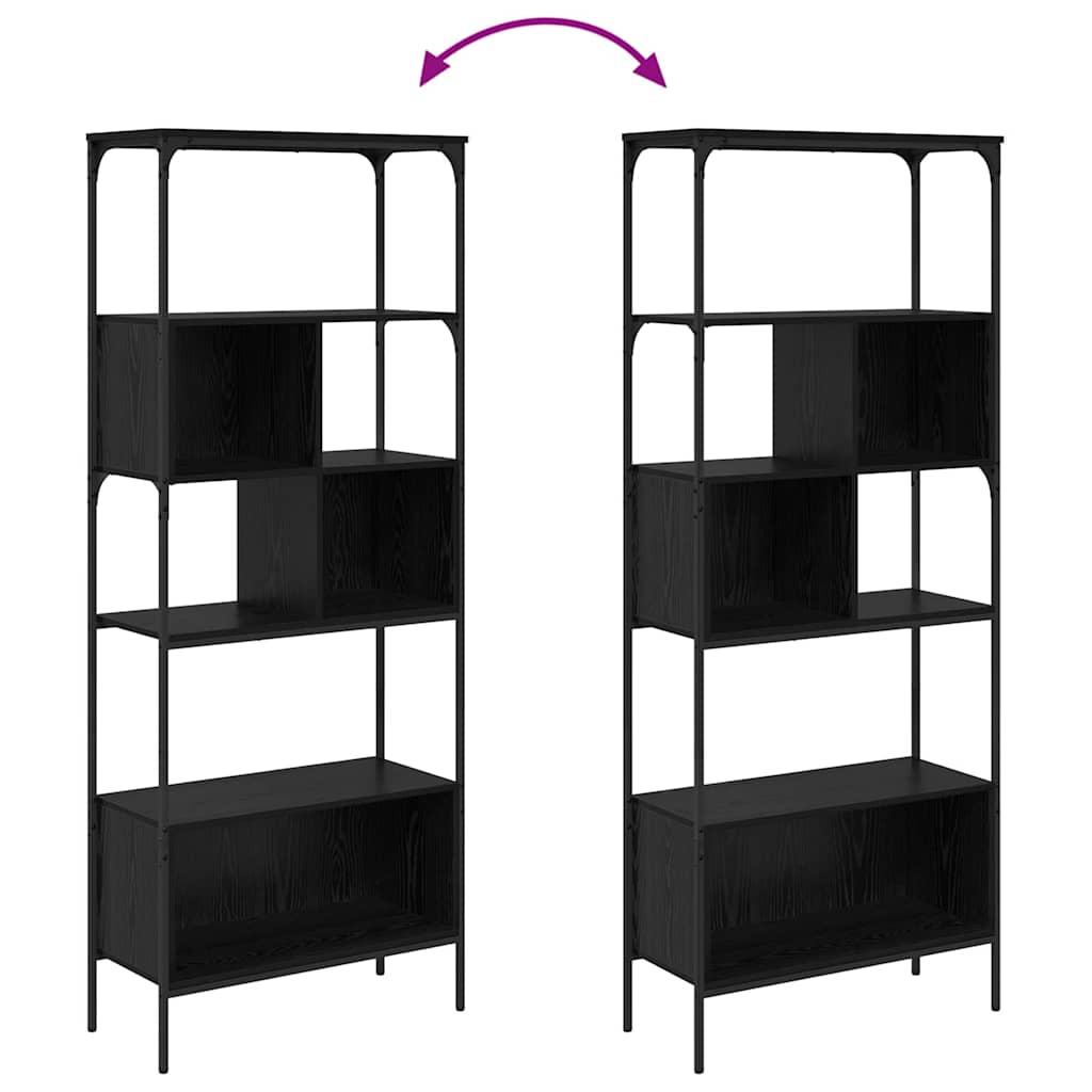 Bookcase 7-Tier 76 x 33 x 188.5 cm Engineered Wood Black Oak