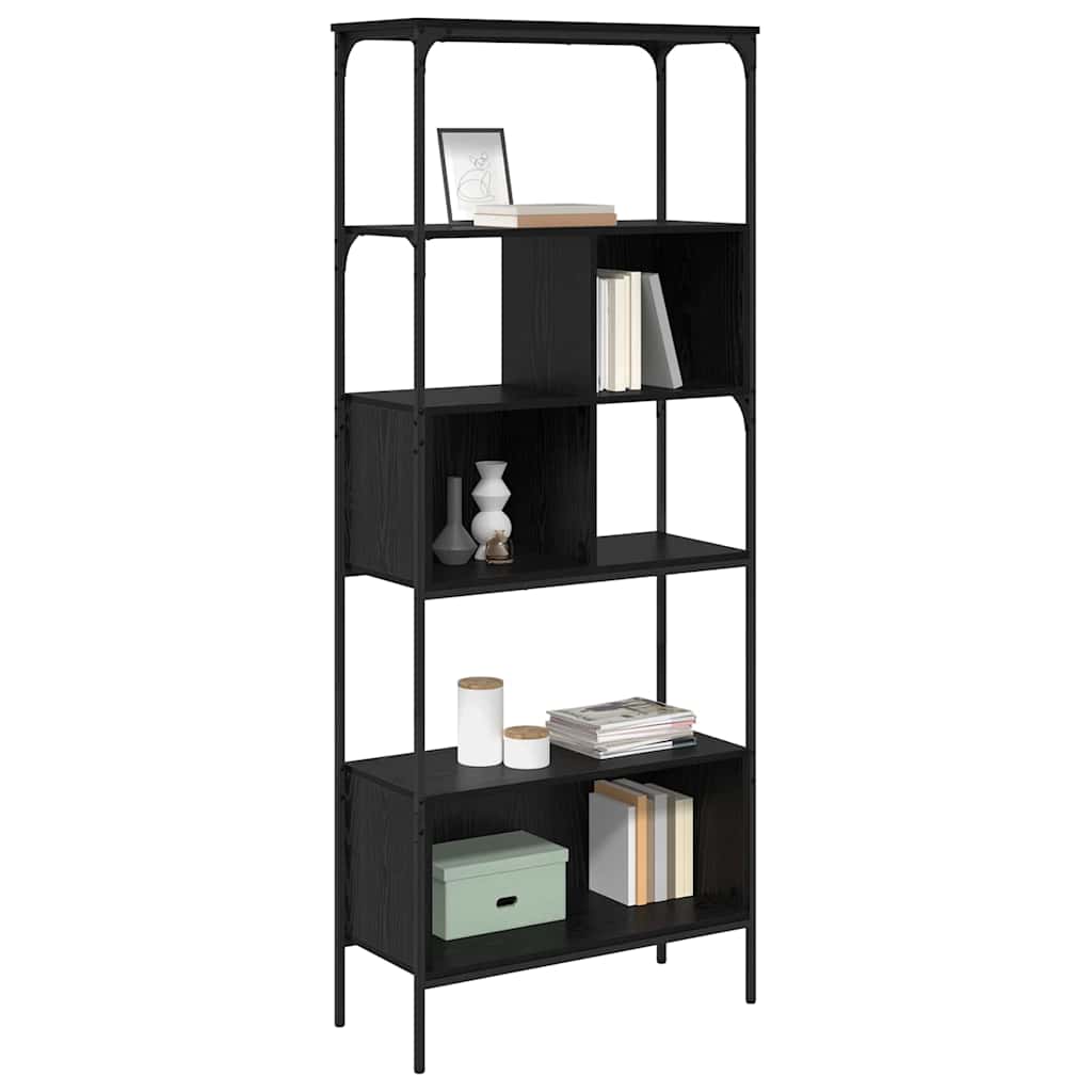 Bookcase 7-Tier 76 x 33 x 188.5 cm Engineered Wood Black Oak