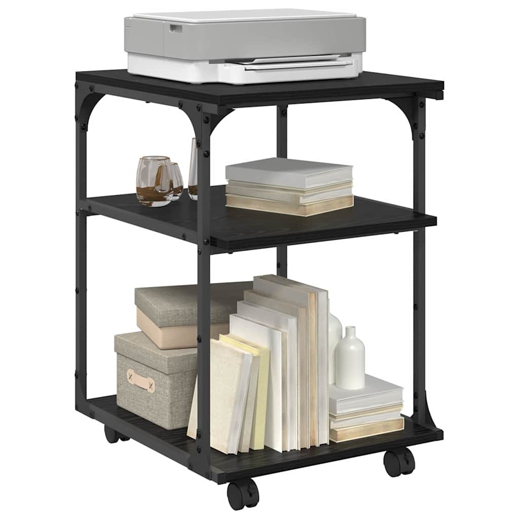 Printer Stand Black Oak 43 x 48 x 64 cm Engineered Wood