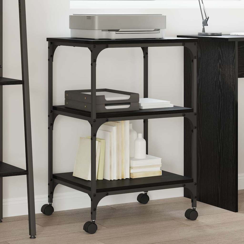 Printer Stand Black Oak 50 x 41 x 75 cm Engineered Wood