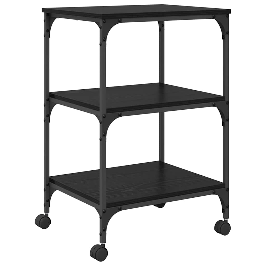 Printer Stand Black Oak 50 x 41 x 75 cm Engineered Wood