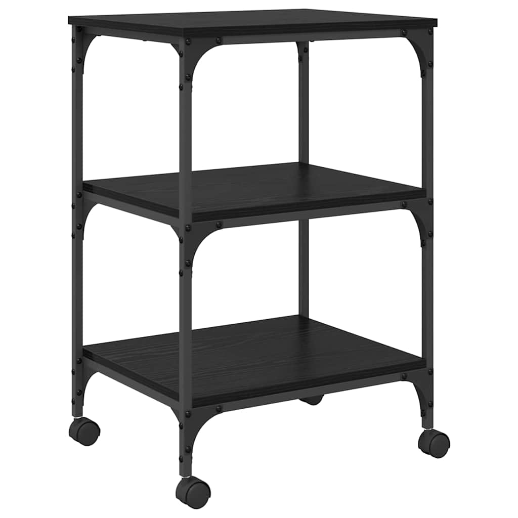 Printer Stand Black Oak 50 x 41 x 75 cm Engineered Wood