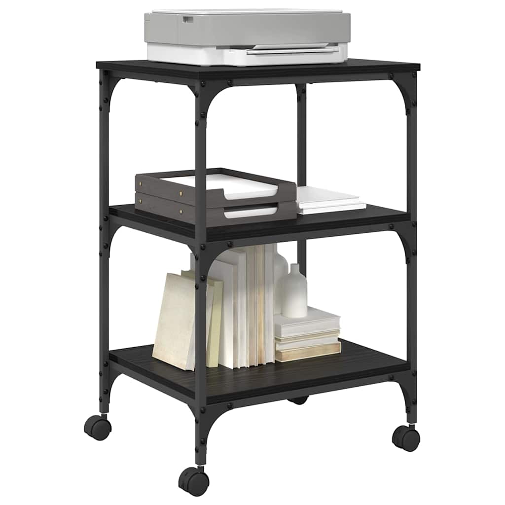 Printer Stand Black Oak 50 x 41 x 75 cm Engineered Wood