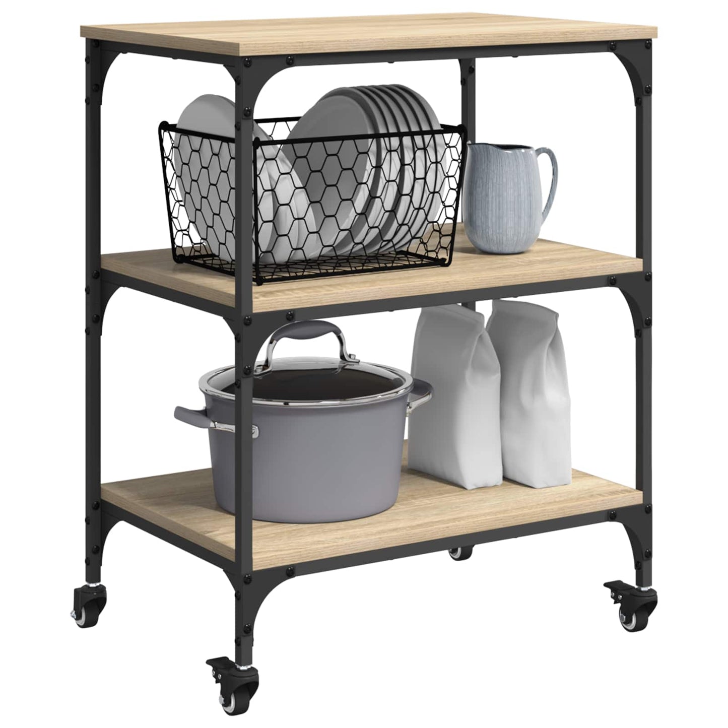 Kitchen Trolley Sonoma Oak 60 x 41 x 76 cm Engineered Wood