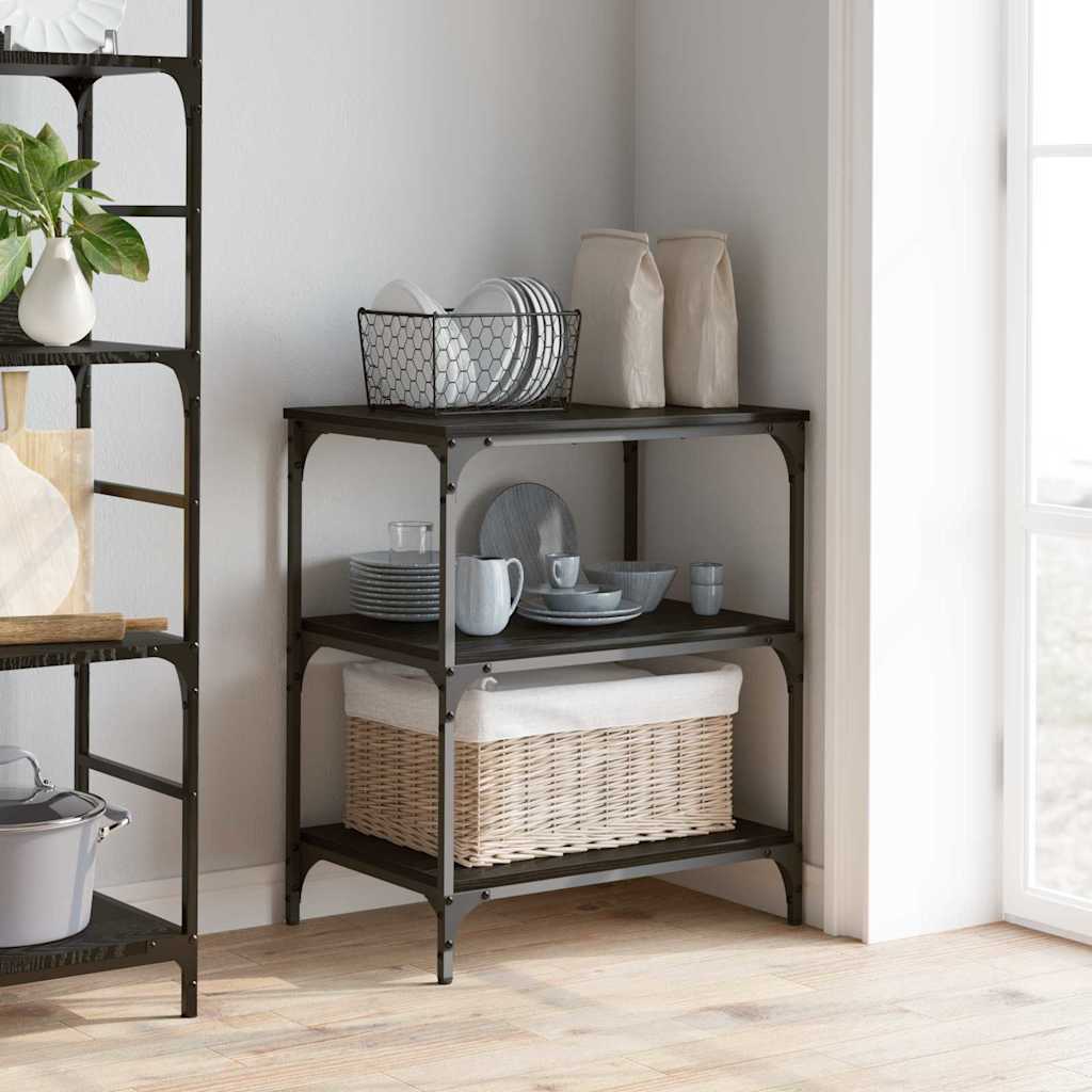 Kitchen Trolley Black Oak 60 x 41 x 76 cm Engineered Wood