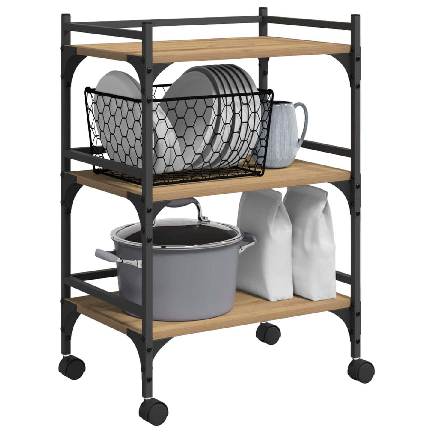 Kitchen Trolley Artisan Oak 50 x 35 x 75.5 cm Engineered Wood