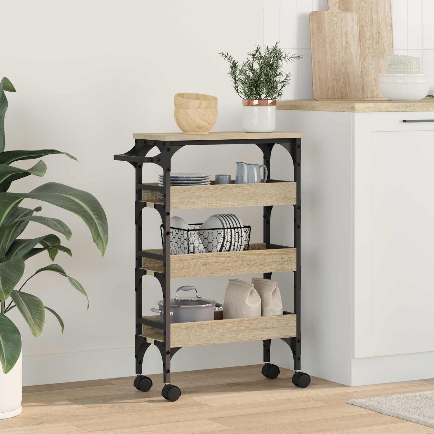 Kitchen Trolley Sonoma Oak 53 x 20 x 76 cm Engineered Wood
