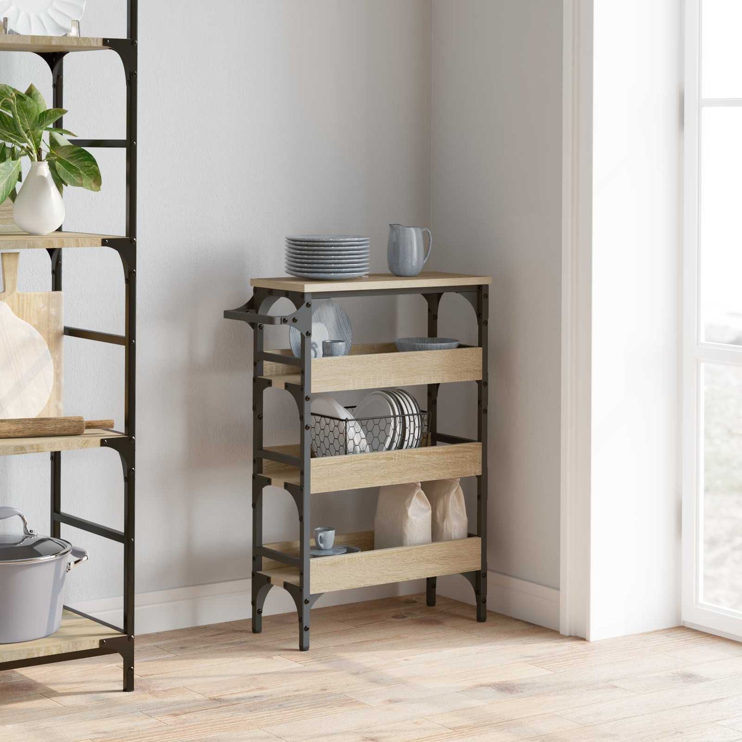Kitchen Trolley Sonoma Oak 53 x 20 x 76 cm Engineered Wood