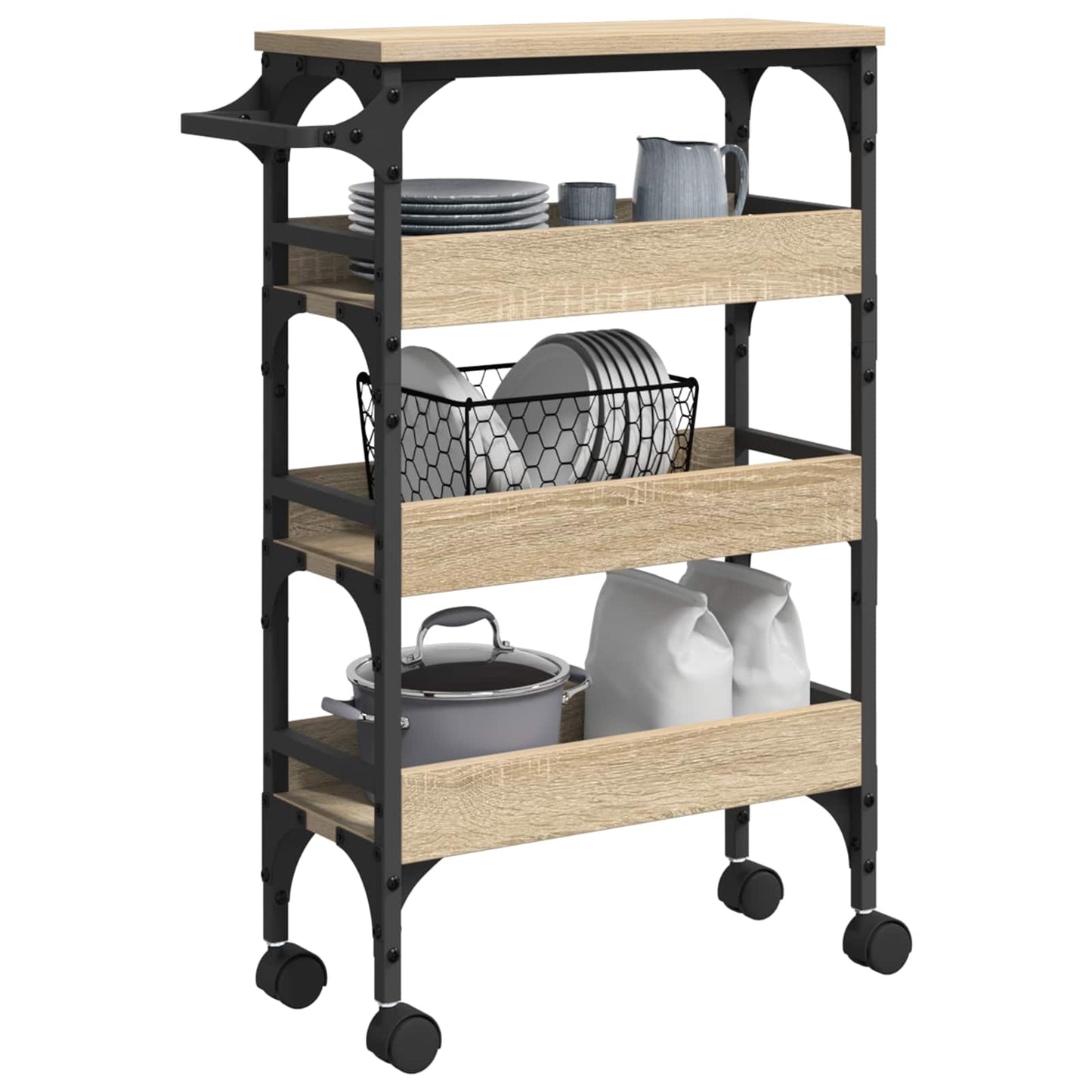 Kitchen Trolley Sonoma Oak 53 x 20 x 76 cm Engineered Wood