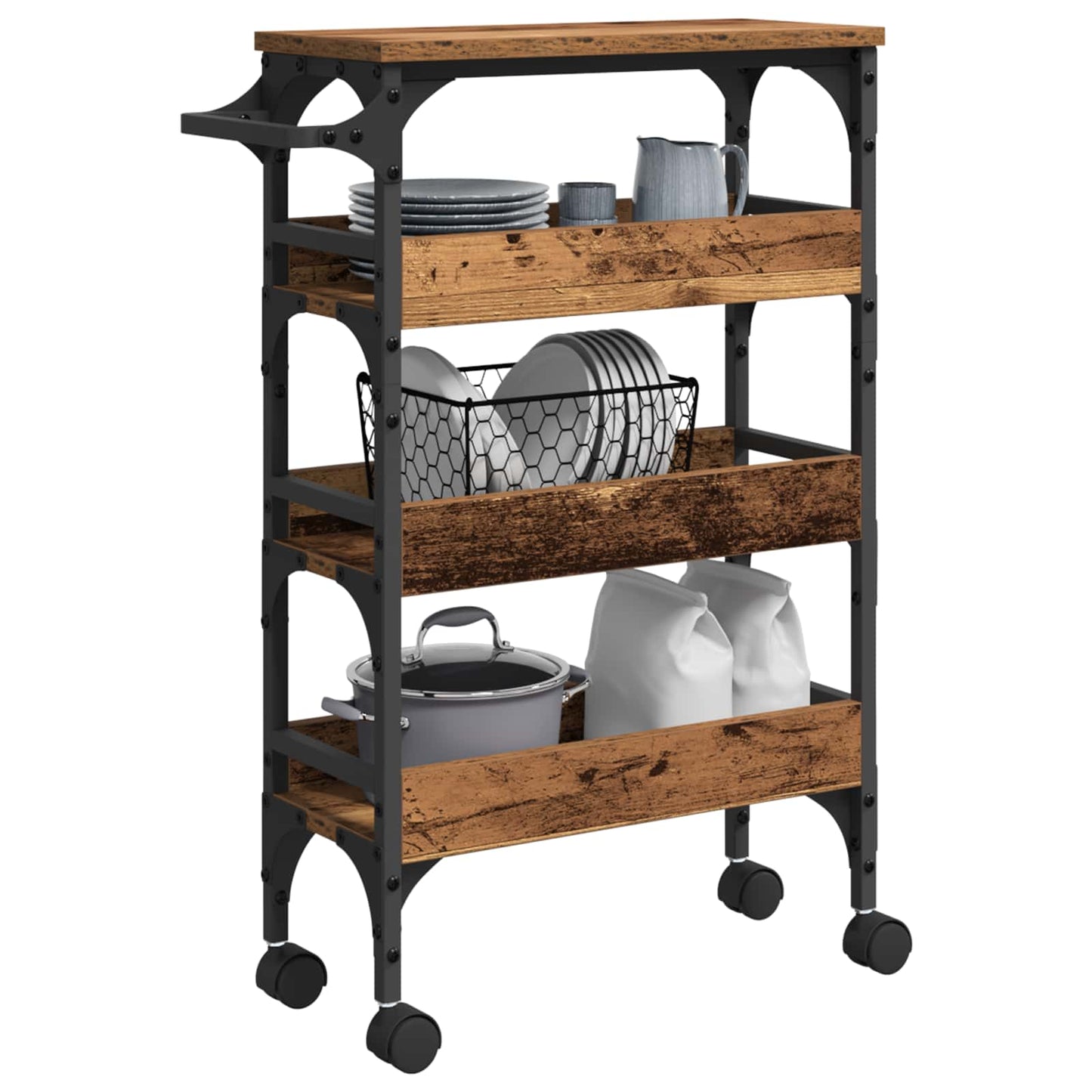 Kitchen Trolley Old Wood 53 x 20 x 76 cm Engineered Wood