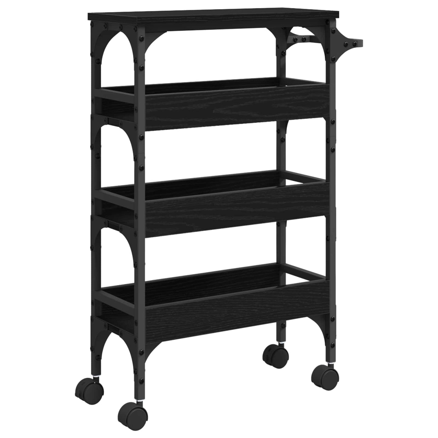 Kitchen Trolley Black Oak 53 x 20 x 76 cm Engineered Wood