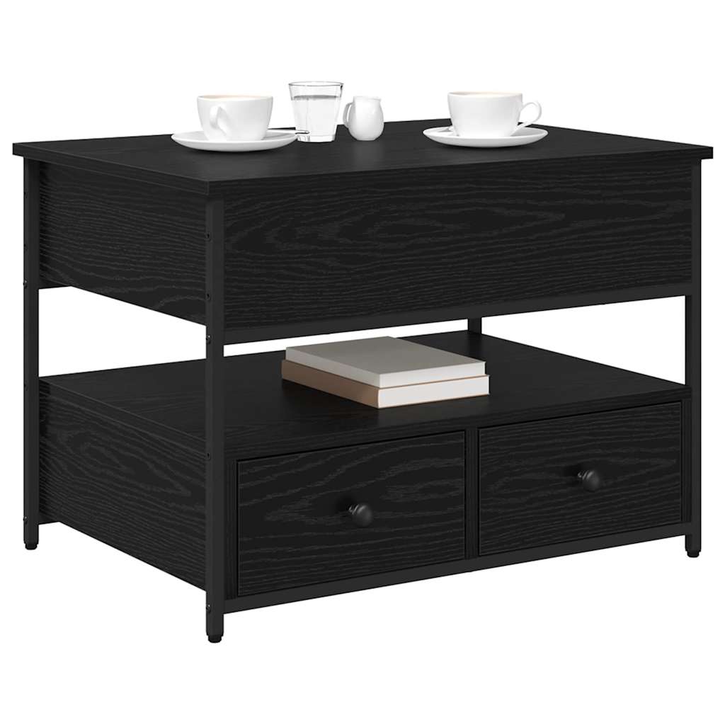 Coffee Table Black Oak 70 x 50 x 54.5 cm Engineered Wood