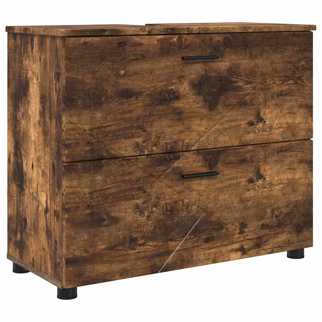 Bathroom Cabinet with Drawer Smoked Oak 76.5 x 35 x 64 cm