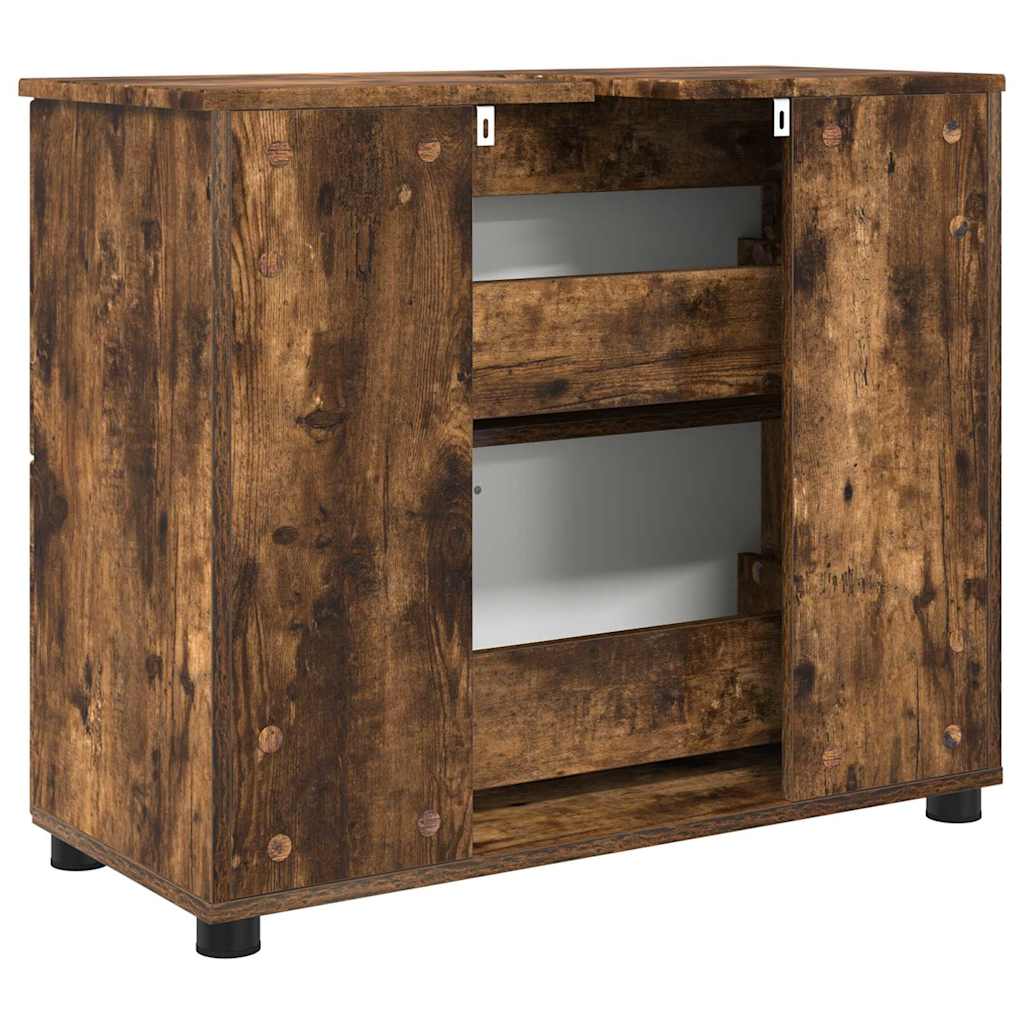Bathroom Cabinet with Drawer Smoked Oak 76.5 x 35 x 64 cm