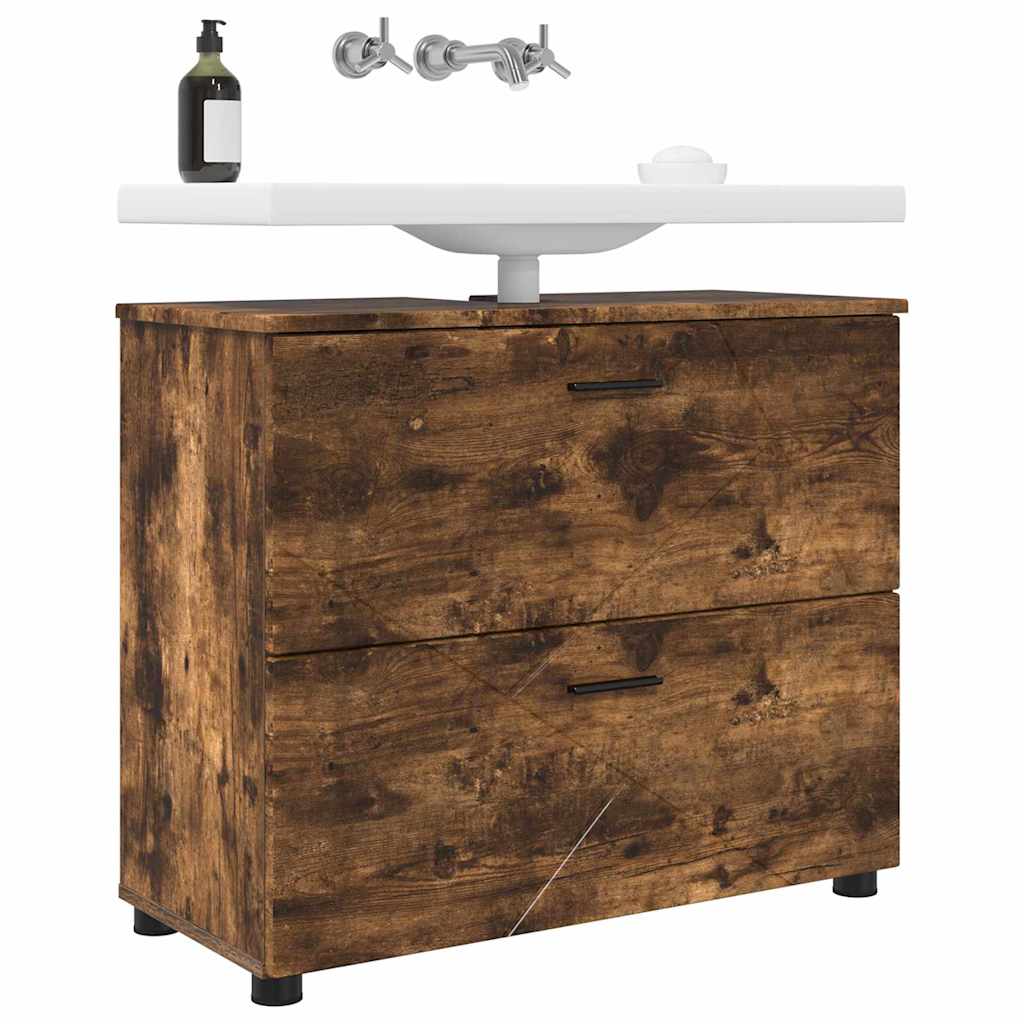 Bathroom Cabinet with Drawer Smoked Oak 76.5 x 35 x 64 cm