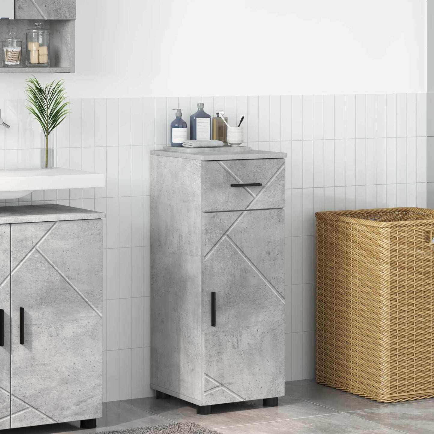 Bathroom Cabinet with Drawer Concrete Grey 30 x 35 x 80 cm