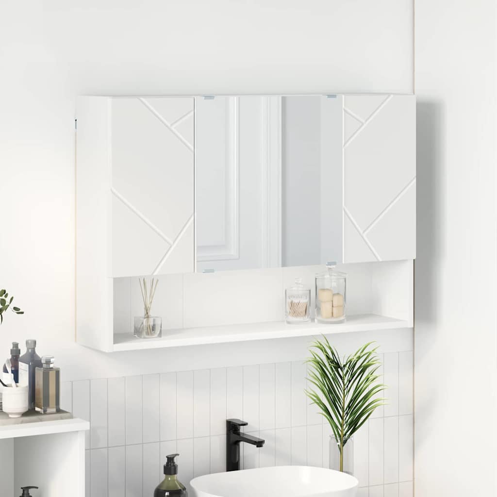 Mirror Cabinet White 80 x 17 x 55 cm Engineered Wood
