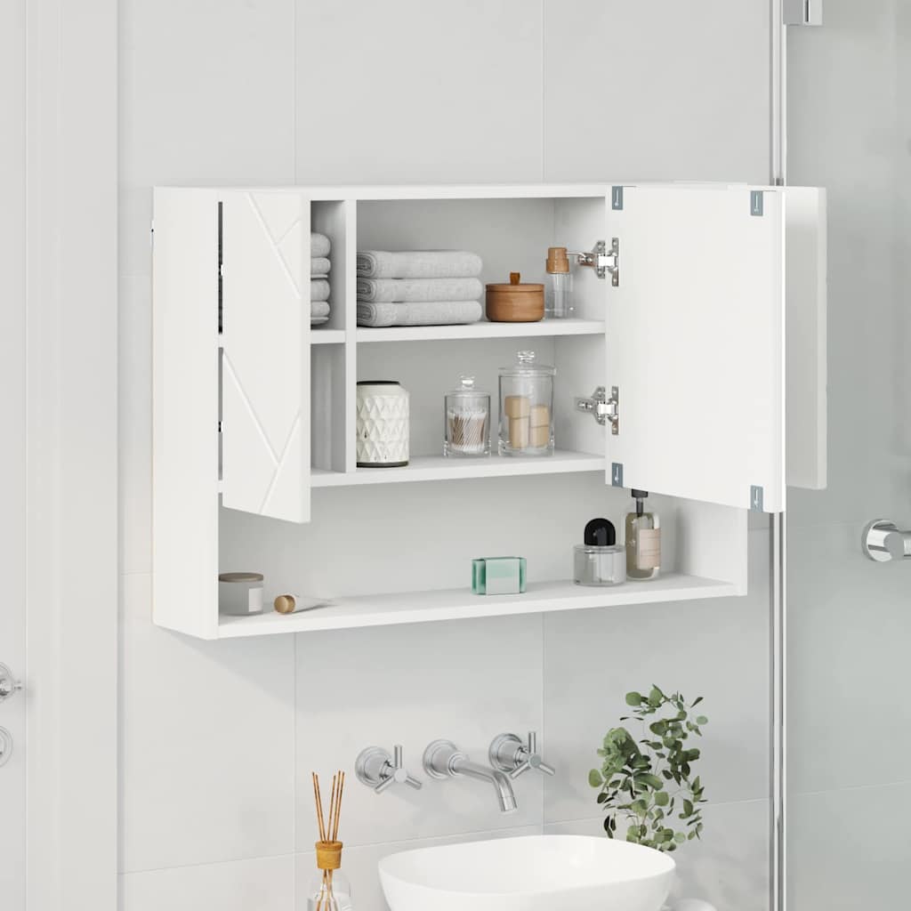 Mirror Cabinet White 80 x 17 x 55 cm Engineered Wood