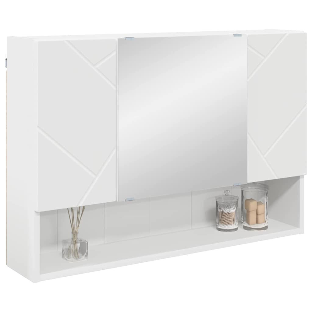 Mirror Cabinet White 80 x 17 x 55 cm Engineered Wood