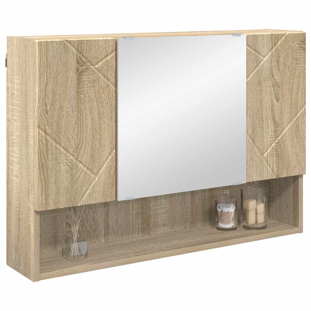 Mirror Cabinet Sonoma Oak 80 x 17 x 55 cm Engineered Wood