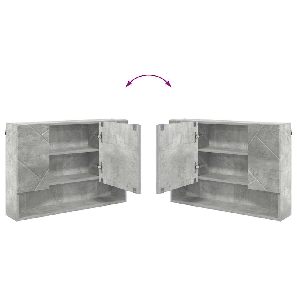 Mirror Cabinet Concrete Grey 80 x 17 x 55 cm Engineered Wood