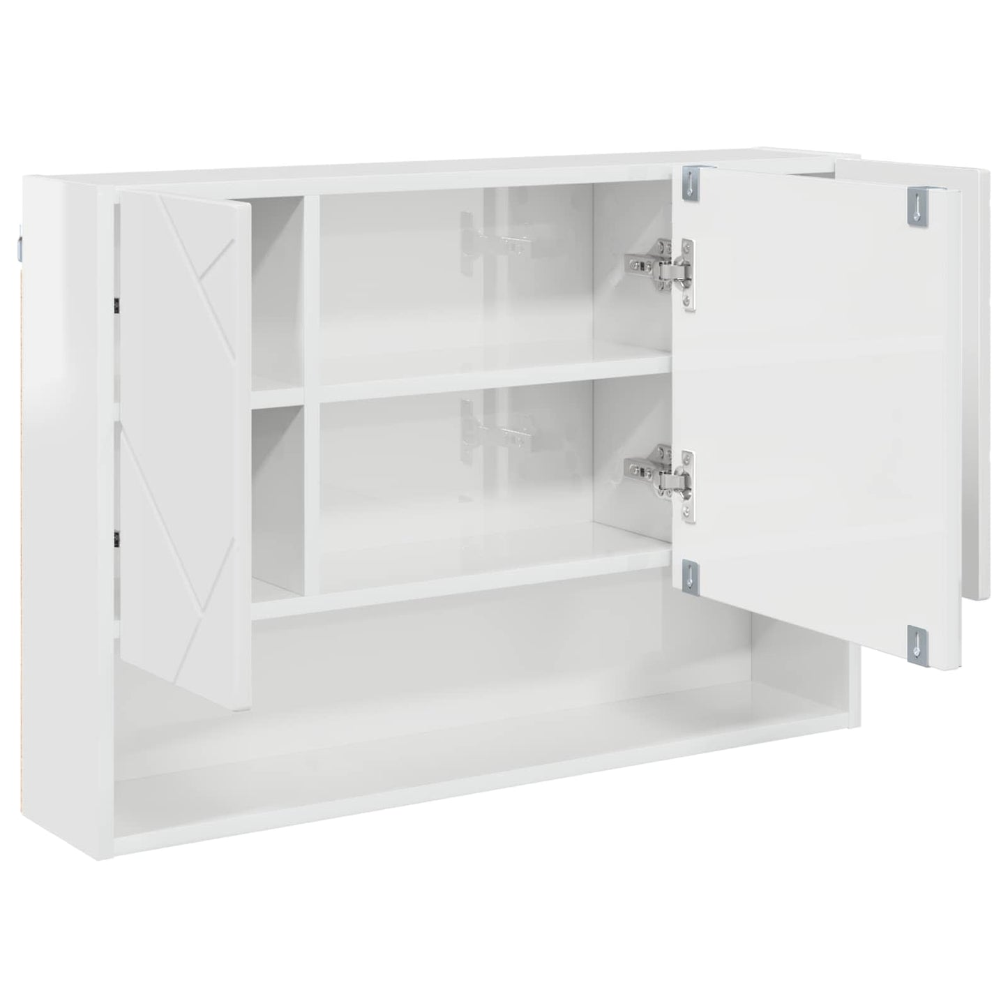 Mirror Cabinet High Gloss White 80 x 17 x 55 cm Engineered Wood