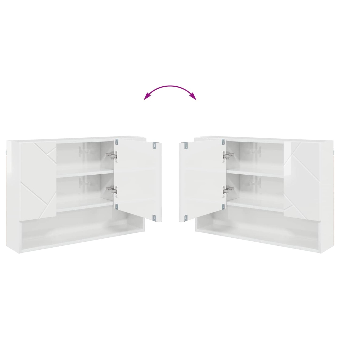 Mirror Cabinet High Gloss White 80 x 17 x 55 cm Engineered Wood