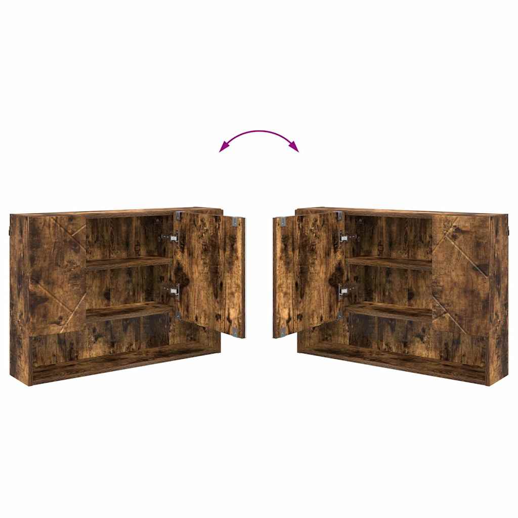 Mirror Cabinet Smoked Oak 80 x 17 x 55 cm Engineered Wood