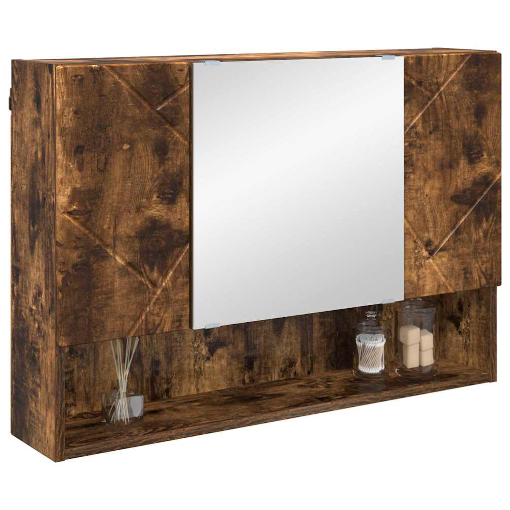 Mirror Cabinet Smoked Oak 80 x 17 x 55 cm Engineered Wood