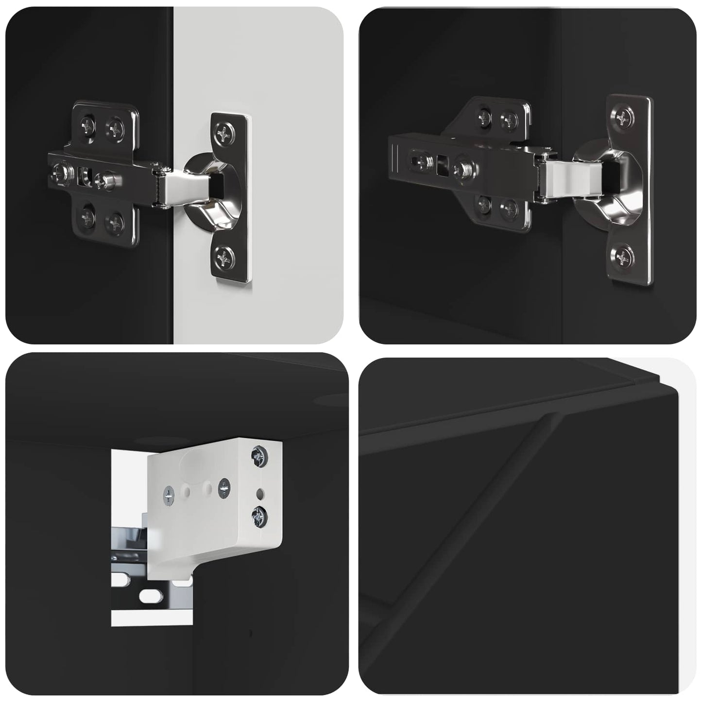 Mirror Cabinet Black 59 x 17 x 55 cm Engineered Wood