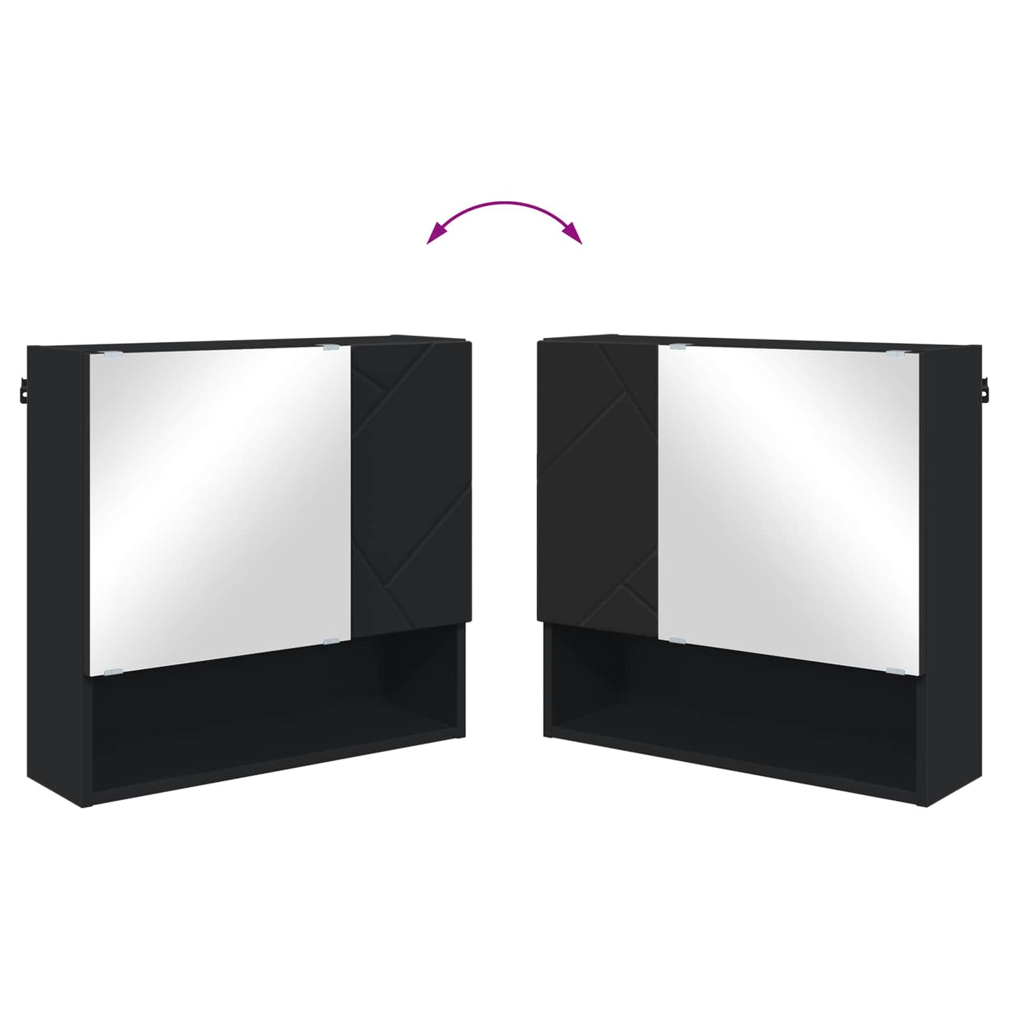 Mirror Cabinet with Door Black 59 x 17 x 55 cm Engineered Wood