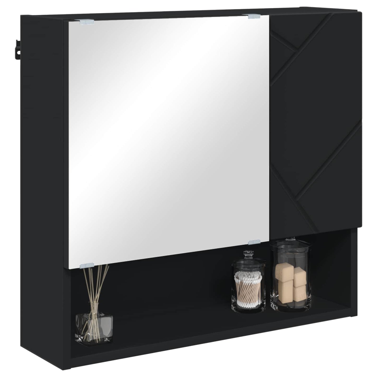 Mirror Cabinet Black 59 x 17 x 55 cm Engineered Wood