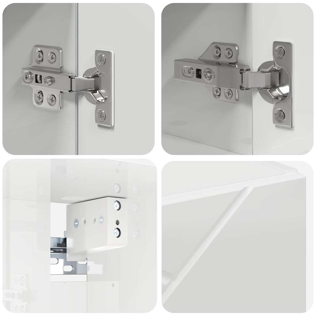 Mirror Cabinet High Gloss White 59 x 17 x 55 cm Engineered Wood