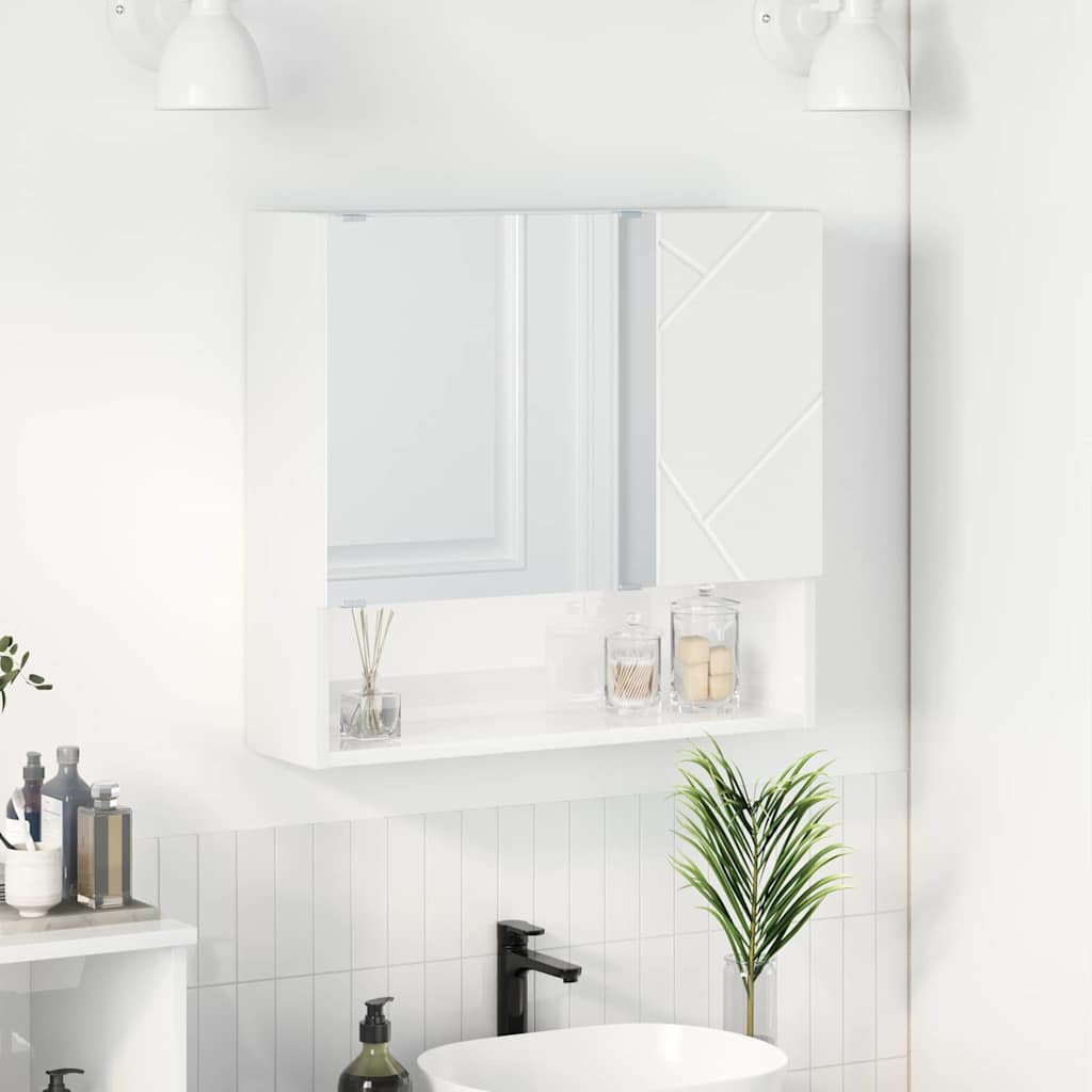 Mirror Cabinet High Gloss White 59 x 17 x 55 cm Engineered Wood
