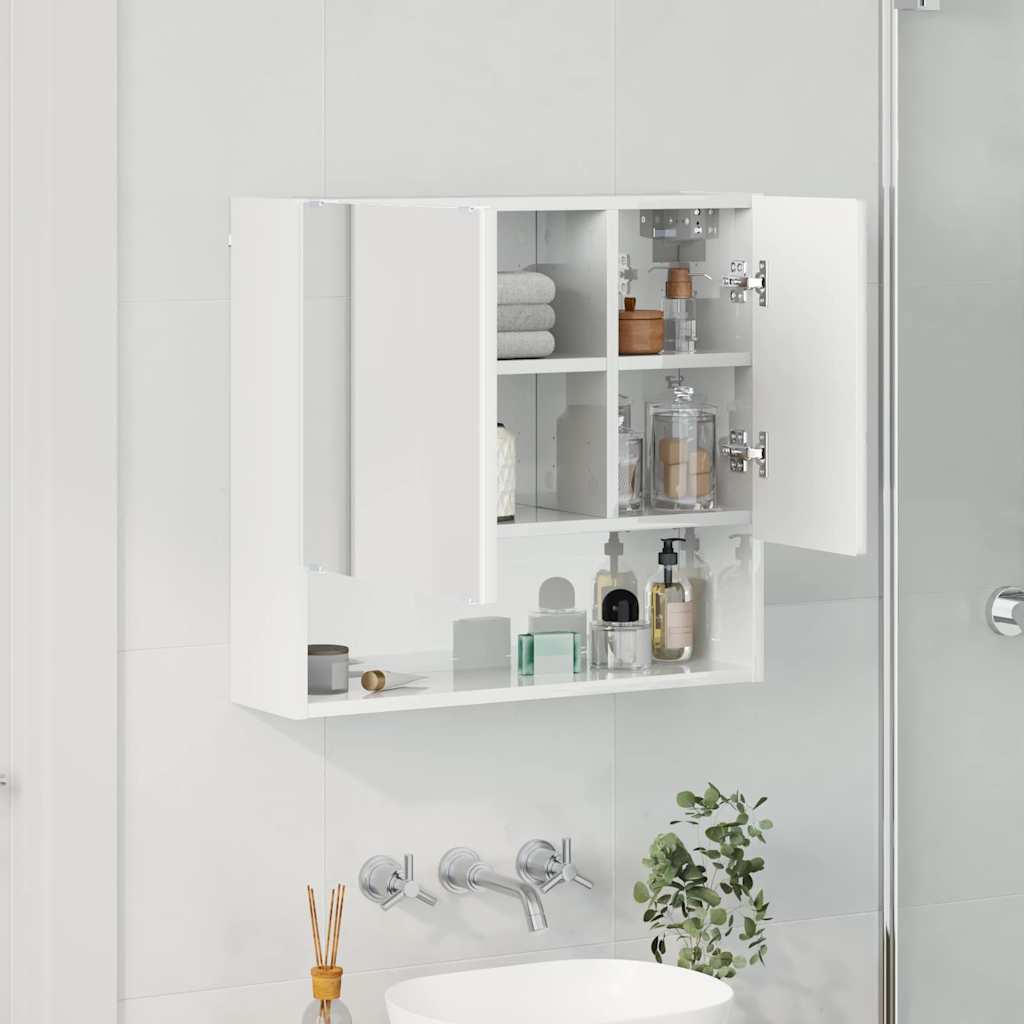 Mirror Cabinet High Gloss White 59 x 17 x 55 cm Engineered Wood