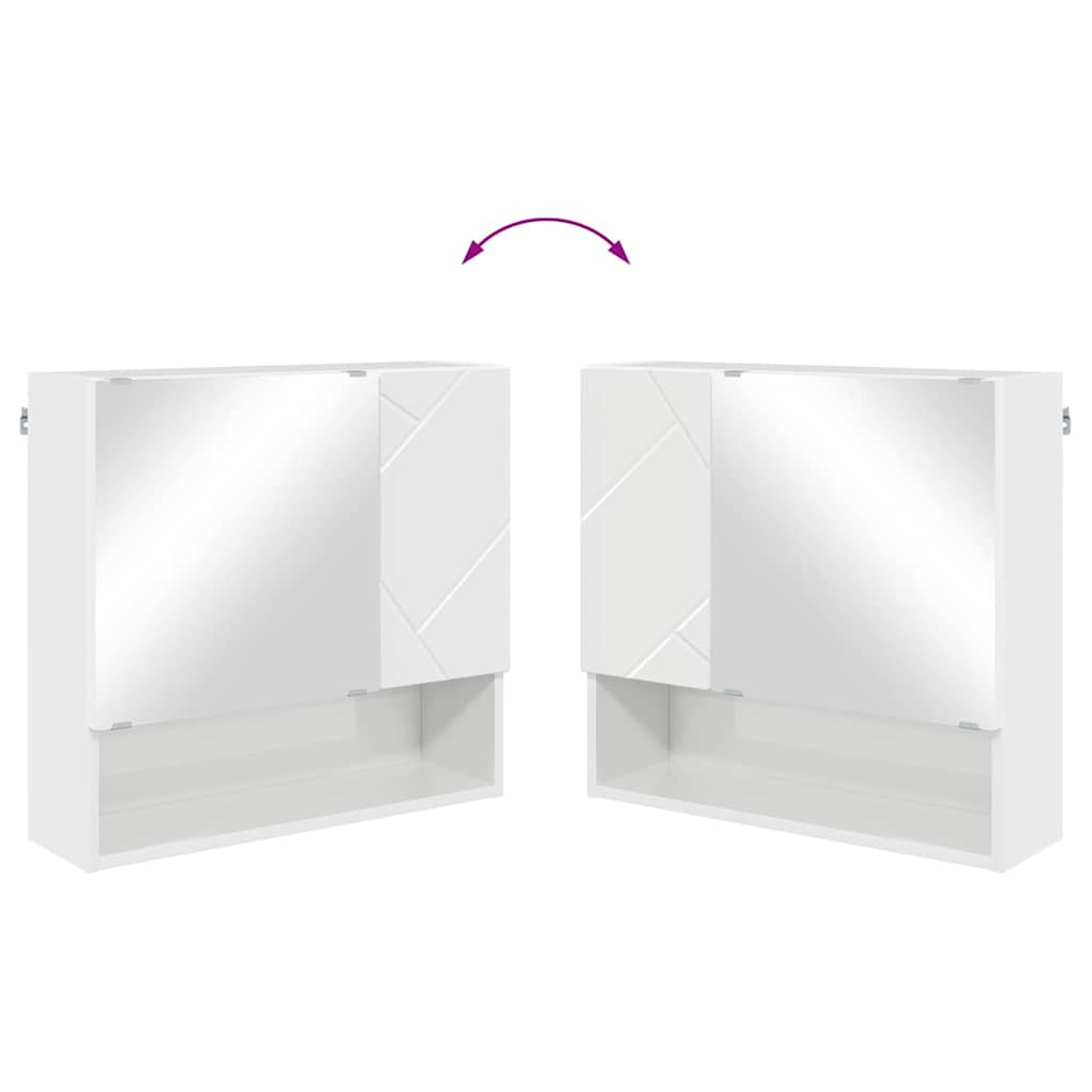 Mirror Cabinet High Gloss White 59 x 17 x 55 cm Engineered Wood