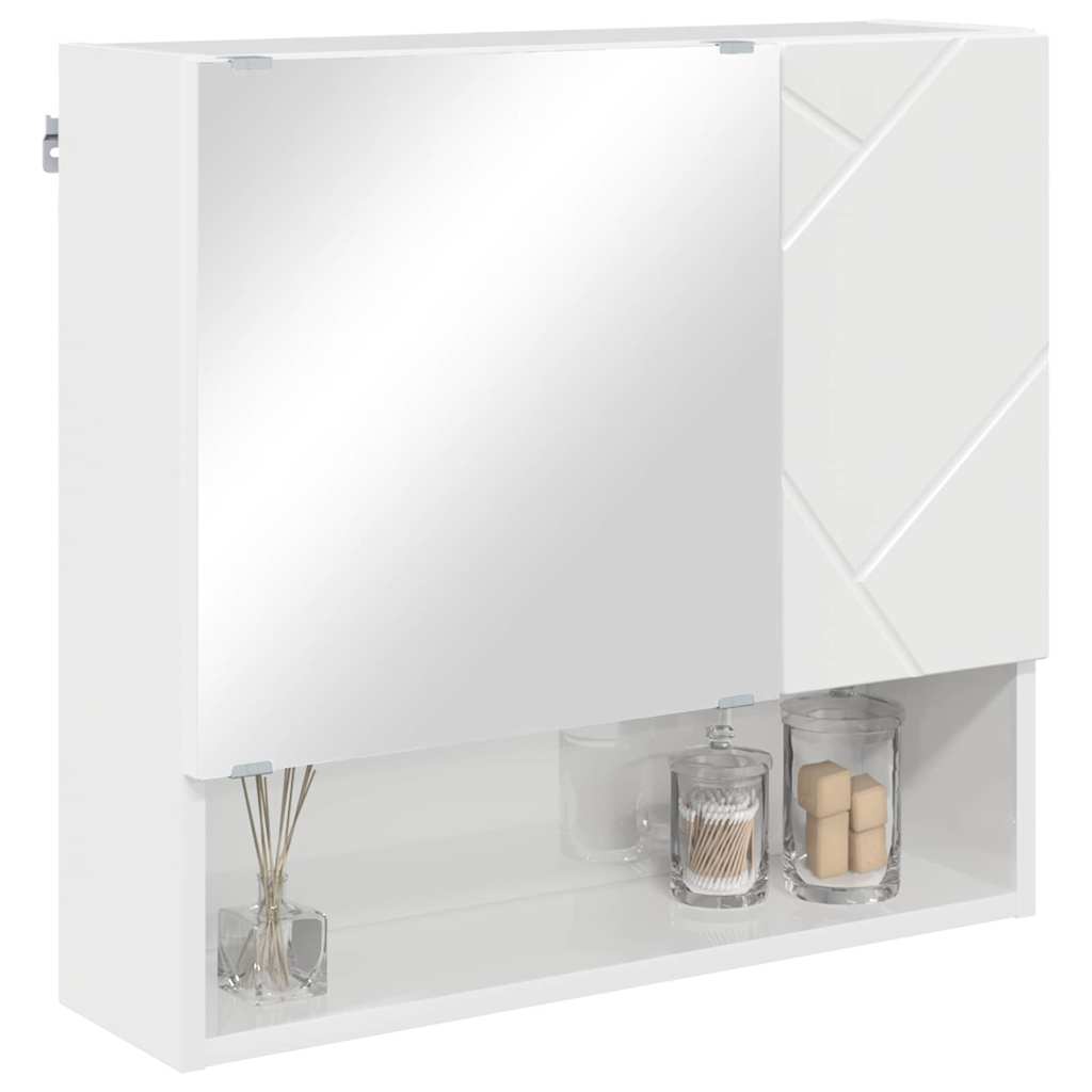 Mirror Cabinet High Gloss White 59 x 17 x 55 cm Engineered Wood