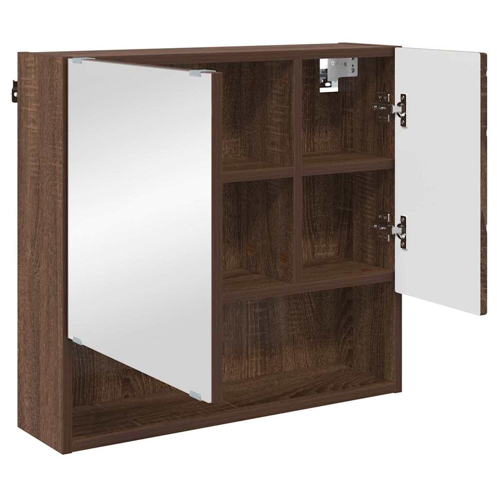 Mirror Cabinet Brown Oak 59 x 17 x 55 cm Engineered Wood