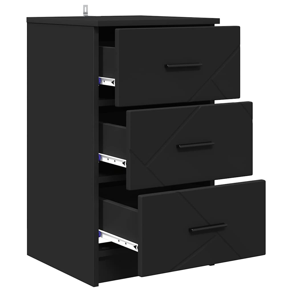 Bedside Cabinet Black 38 x 38 x 66 cm Engineered wood