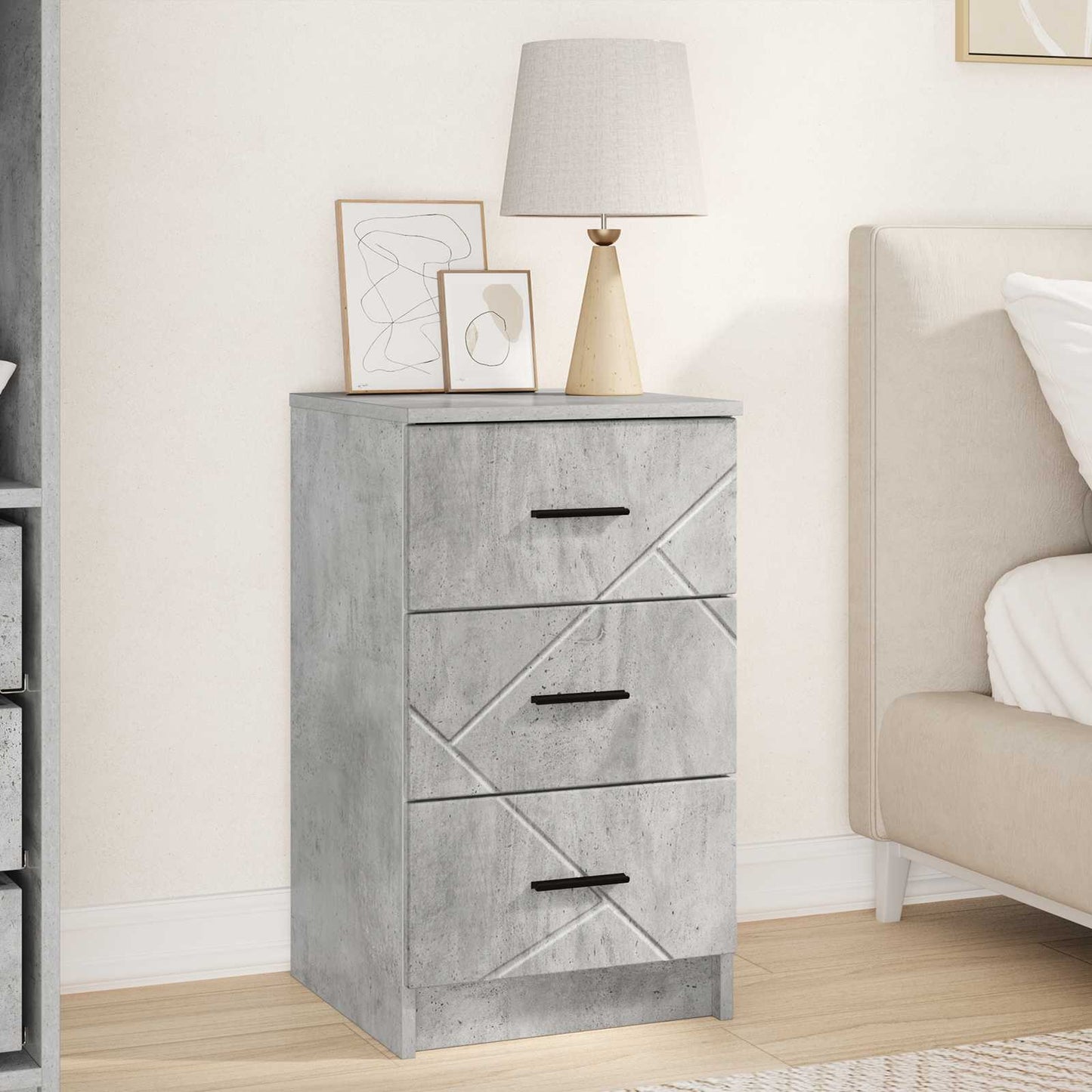 Bedside Cabinet Concrete grey 38 x 38 x 66 cm Engineered wood