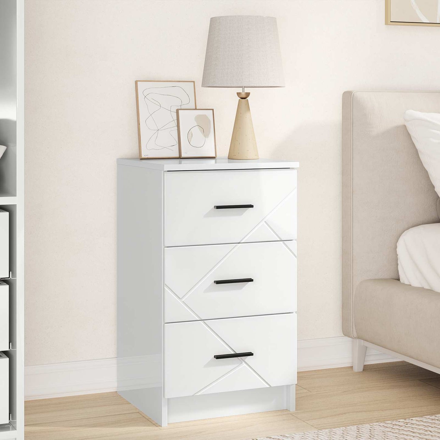 Bedside Cabinet High gloss white 38 x 38 x 66 cm