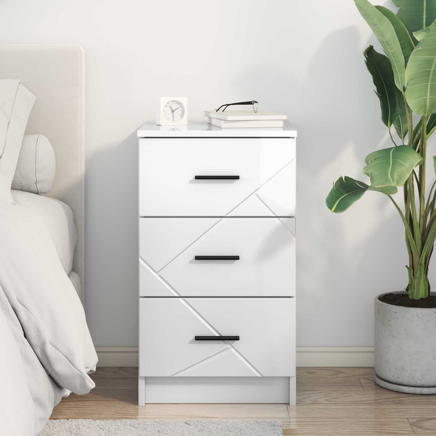 Bedside Cabinet High gloss white 38 x 38 x 66 cm
