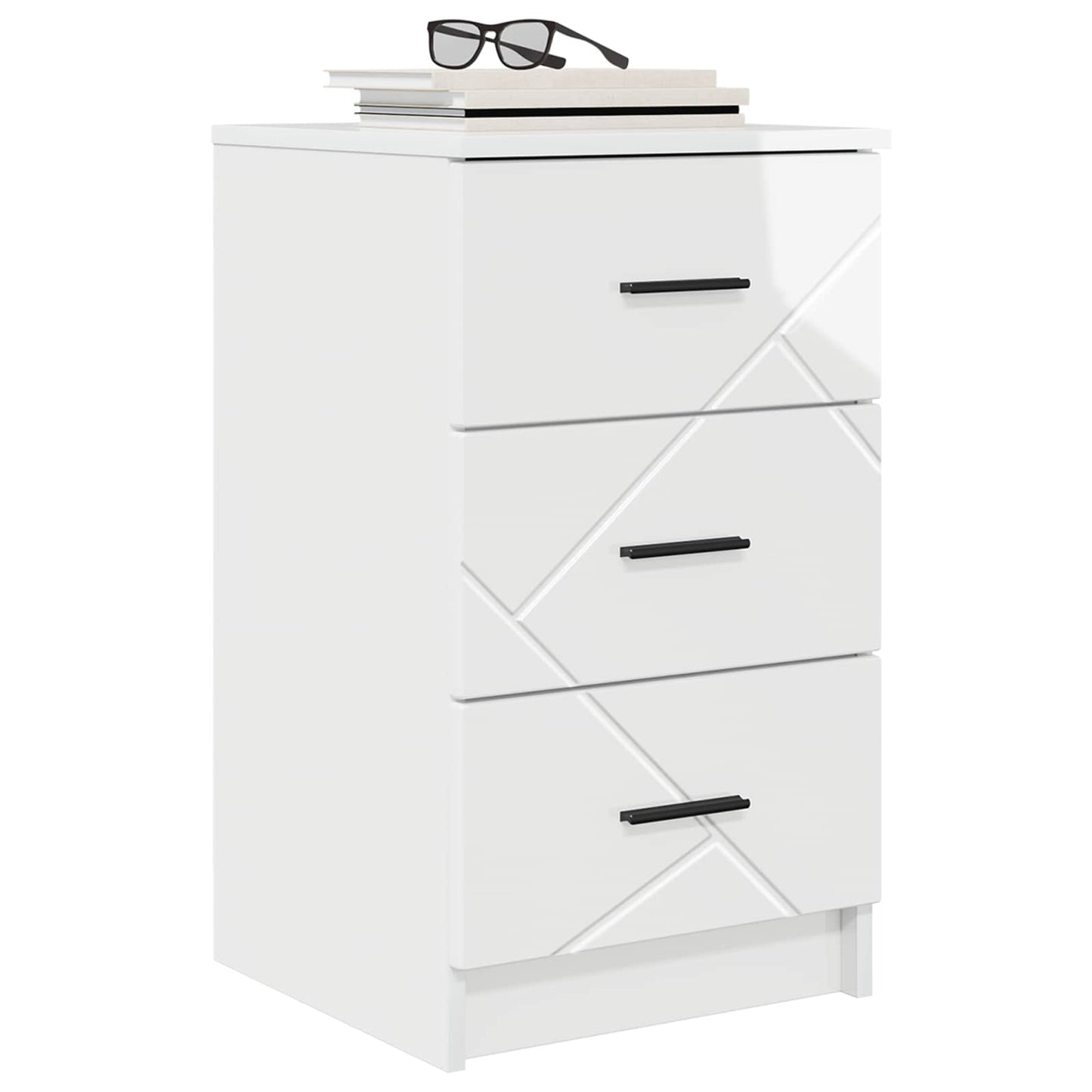 Bedside Cabinet with Drawer High gloss white 38 x 38 x 66 cm