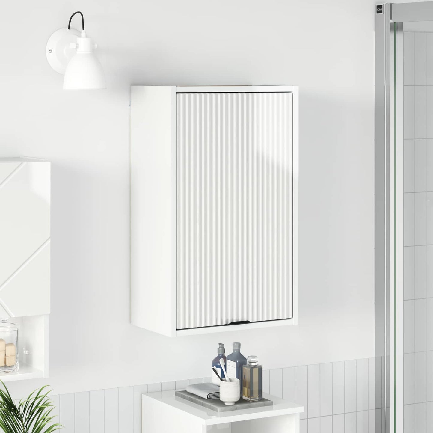 Bathroom Cabinet with Door High Gloss White 39 x 23.5 x 65 cm
