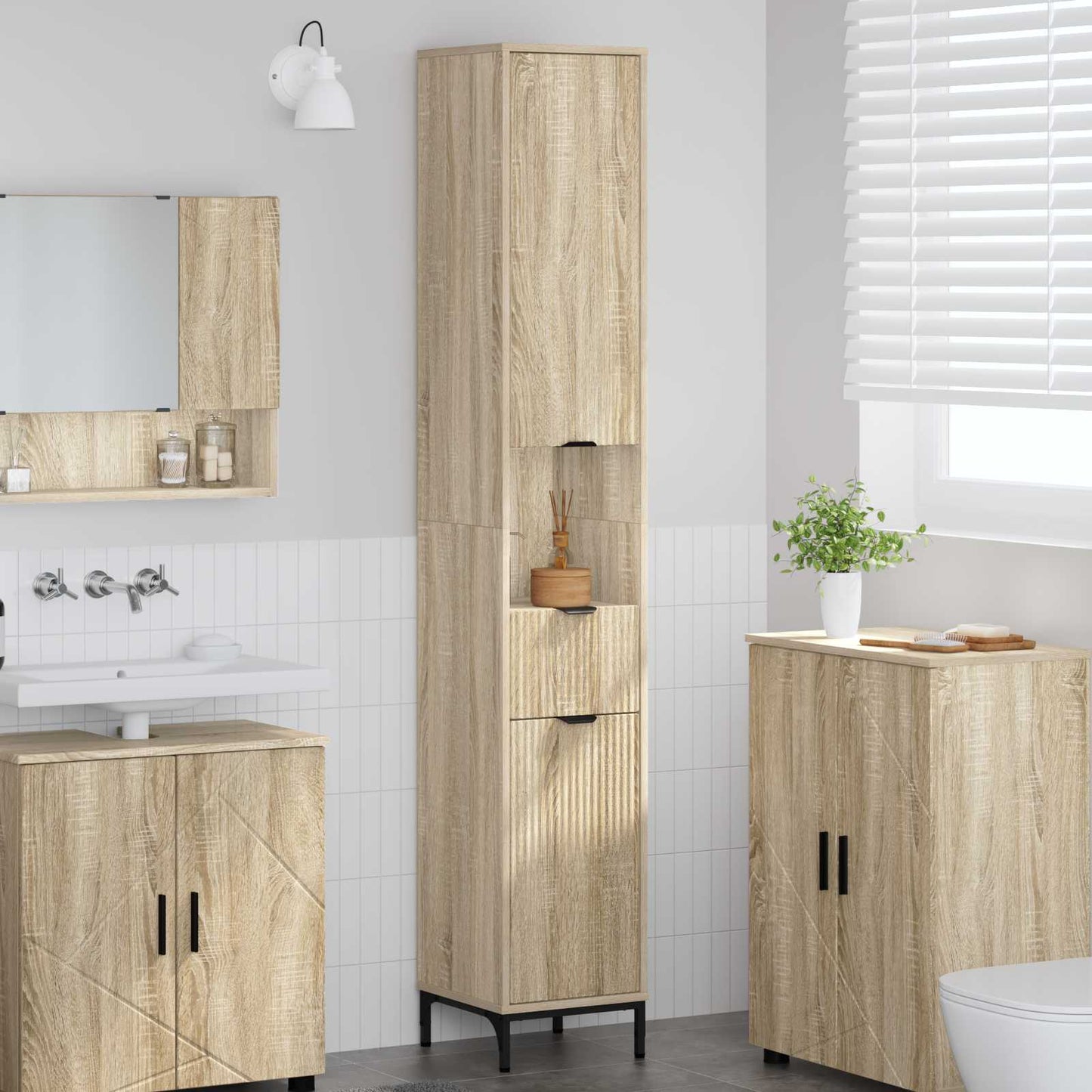 Bathroom Cabinet with Drawer Sonoma Oak 31.5 x 33 x 190 cm