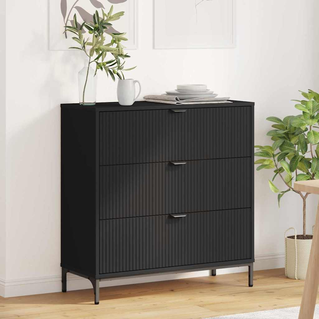 Sideboard with Drawer Black 79.5 x 33 x 82 cm Engineered Wood