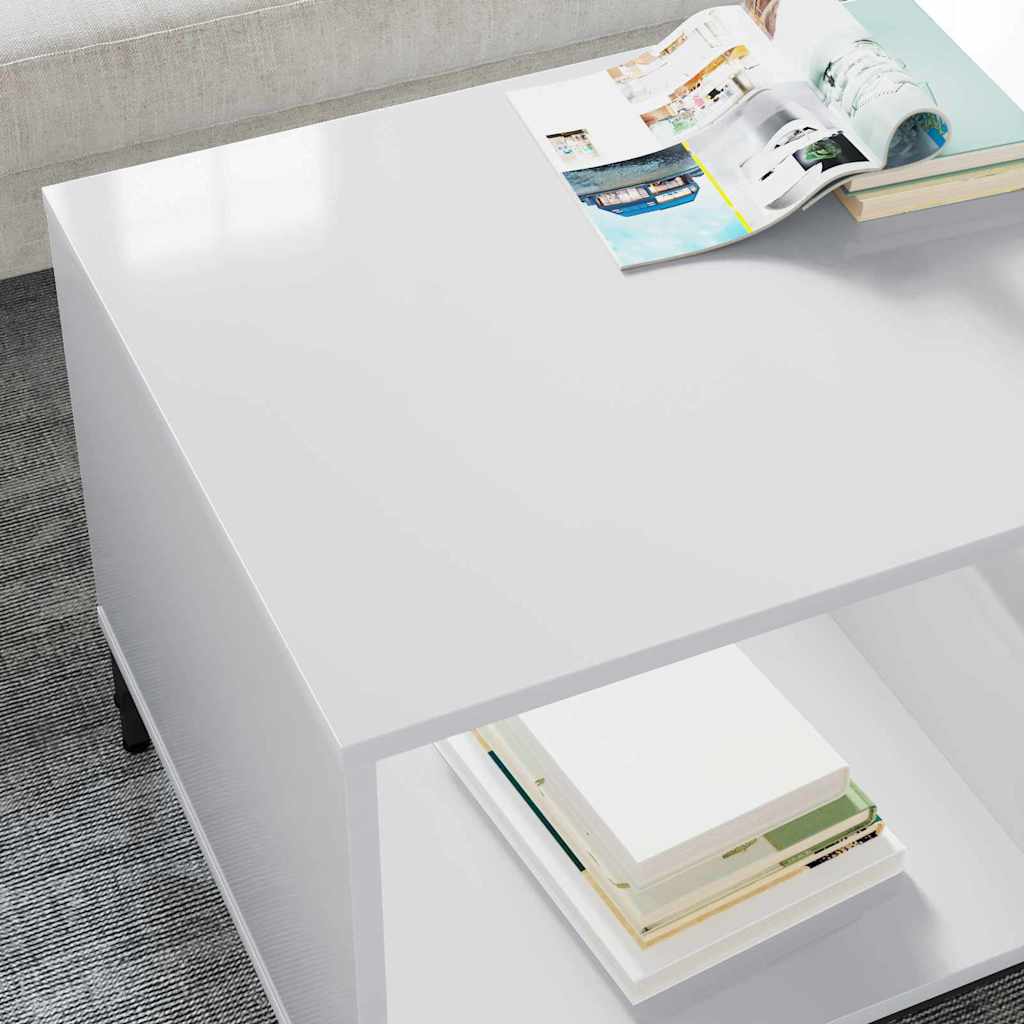 Coffee Table High Gloss White 90 x 49 x 46 cm Engineered Wood