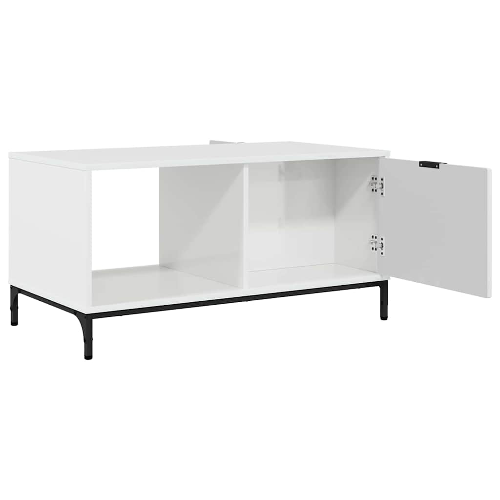 Coffee Table High Gloss White 90 x 49 x 46 cm Engineered Wood