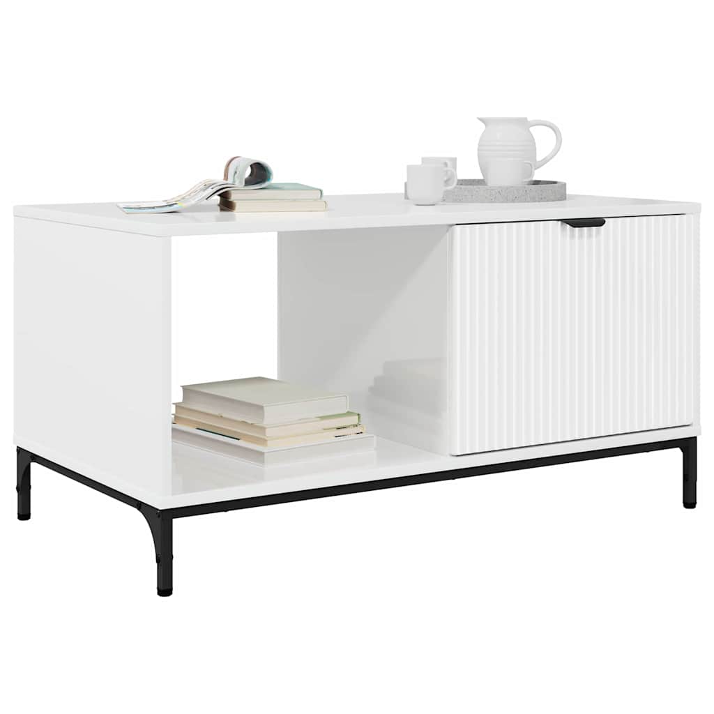 Coffee Table High Gloss White 90 x 49 x 46 cm Engineered Wood