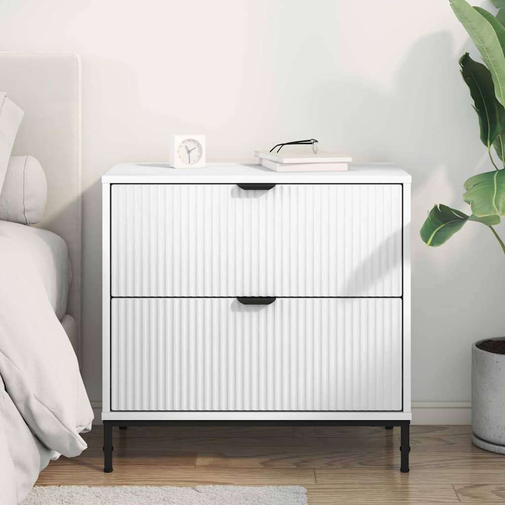 Bedside Table White 63.5 x 36 x 61 cm Engineered wood